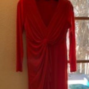 Valentine Red Dress! Long, V Neck, Wrap at Waist, Thalia Sodi, Size M